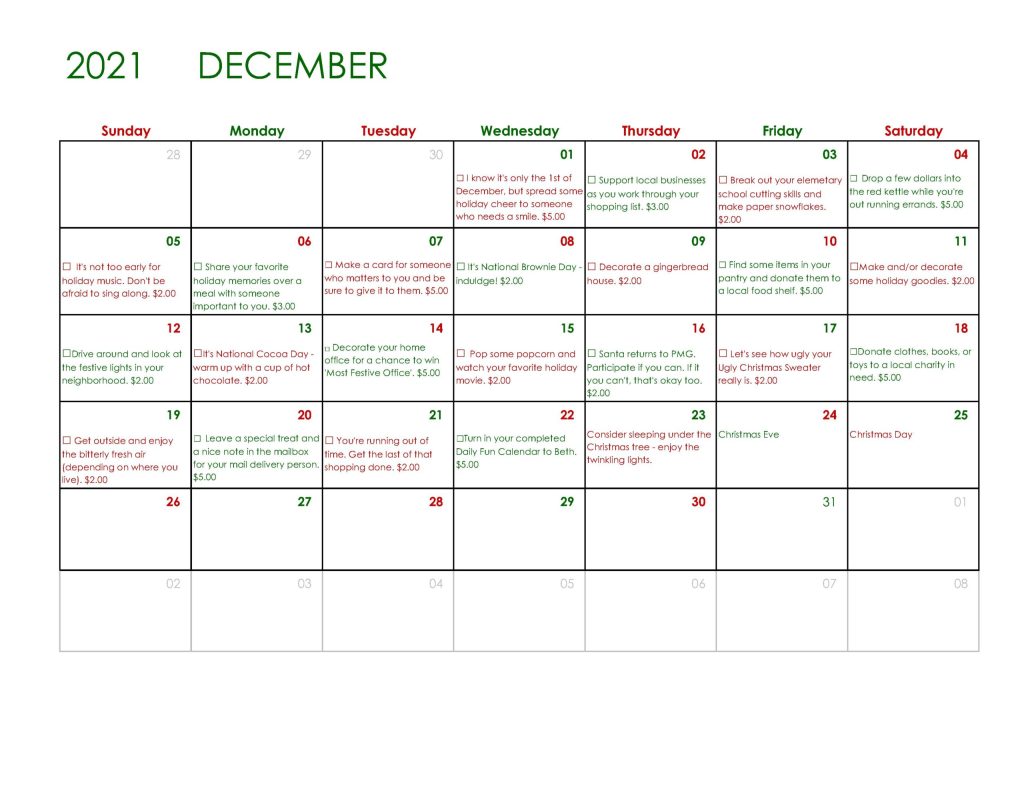 December calendar 2