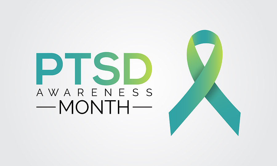 PTSD awareness month. Posttraumatic Stress Disorder health awareness for banner, poster, card and background design.