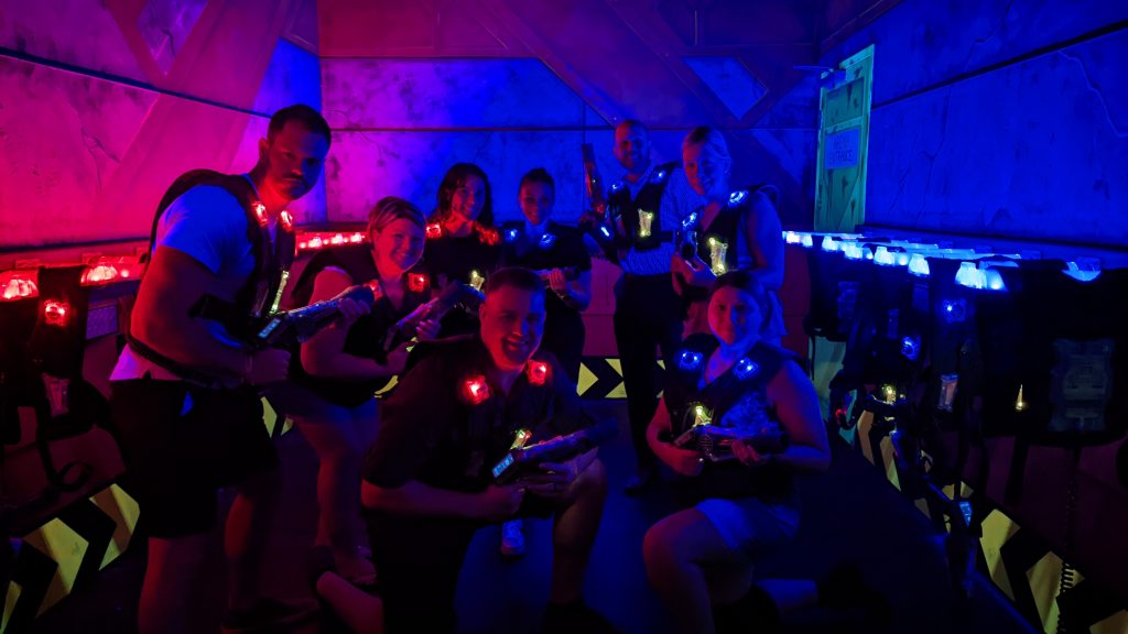 Office party laser tag crew for FlexTrades