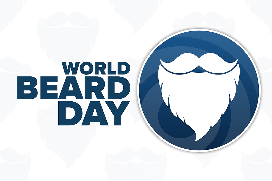 World Beard Day. Holiday concept. Template for background, banner, card, poster with text inscription. Vector EPS10 illustration.